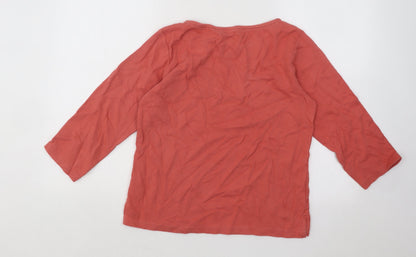 Crew Clothing Womens Orange Cotton Basic T-Shirt Size 12 Boat Neck