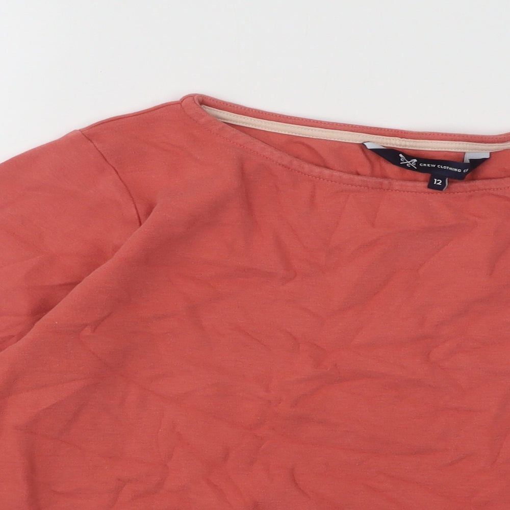Crew Clothing Womens Orange Cotton Basic T-Shirt Size 12 Boat Neck