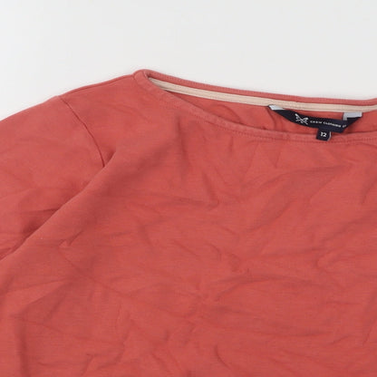 Crew Clothing Womens Orange Cotton Basic T-Shirt Size 12 Boat Neck