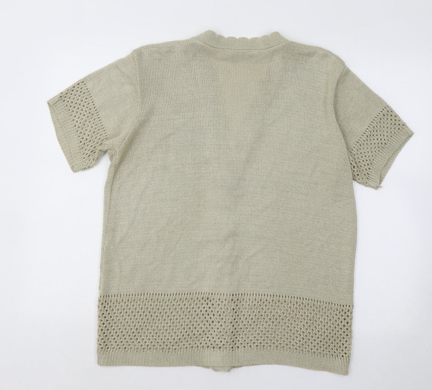 Softwear Womens Gold V-Neck Geometric Acrylic Cardigan Jumper Size L