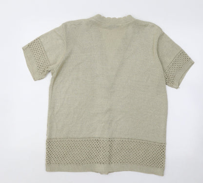 Softwear Womens Gold V-Neck Geometric Acrylic Cardigan Jumper Size L