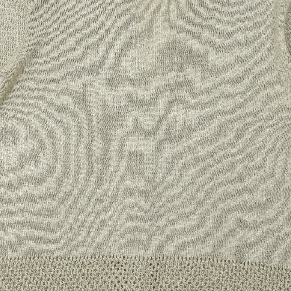 Softwear Womens Gold V-Neck Geometric Acrylic Cardigan Jumper Size L