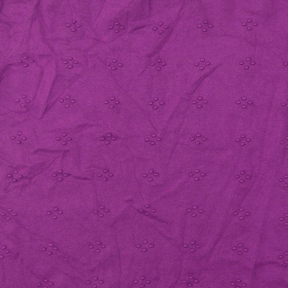 TU Womens Purple Round Neck Geometric Cotton Pullover Jumper Size 14