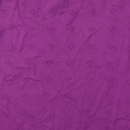 TU Womens Purple Round Neck Geometric Cotton Pullover Jumper Size 14