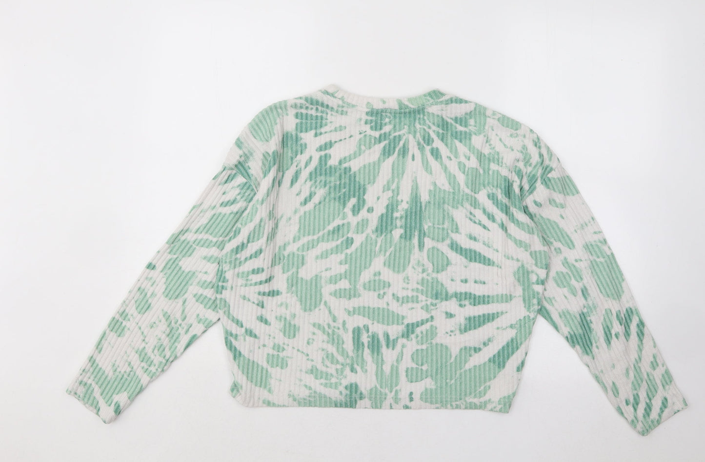 H&M Girls Green Round Neck Geometric Viscose Pullover Jumper Size 14-15 Years Pullover - Tie Dye