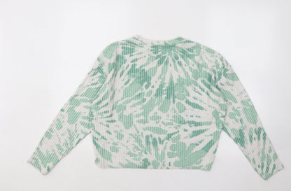 H&M Girls Green Round Neck Geometric Viscose Pullover Jumper Size 14-15 Years Pullover - Tie Dye