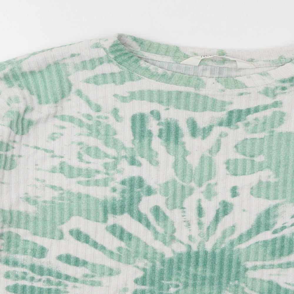 H&M Girls Green Round Neck Geometric Viscose Pullover Jumper Size 14-15 Years Pullover - Tie Dye