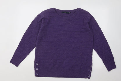 EWM Womens Purple Boat Neck Acrylic Pullover Jumper Size 14