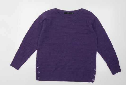 EWM Womens Purple Boat Neck Acrylic Pullover Jumper Size 14