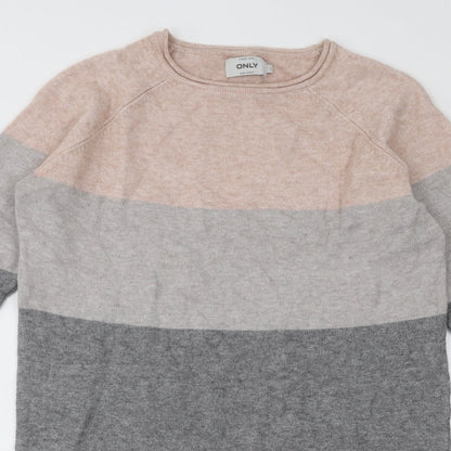 Only Womens Multicoloured Round Neck Acrylic Pullover Jumper Size S