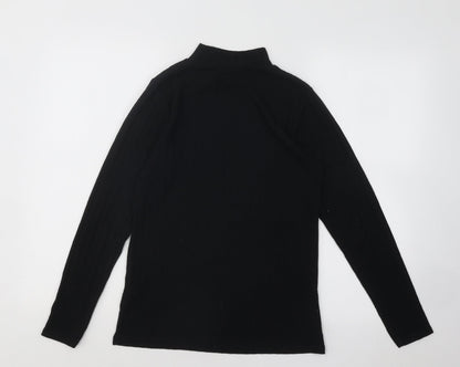 Nutmeg Womens Black Mock Neck Striped Acrylic Pullover Jumper Size 8
