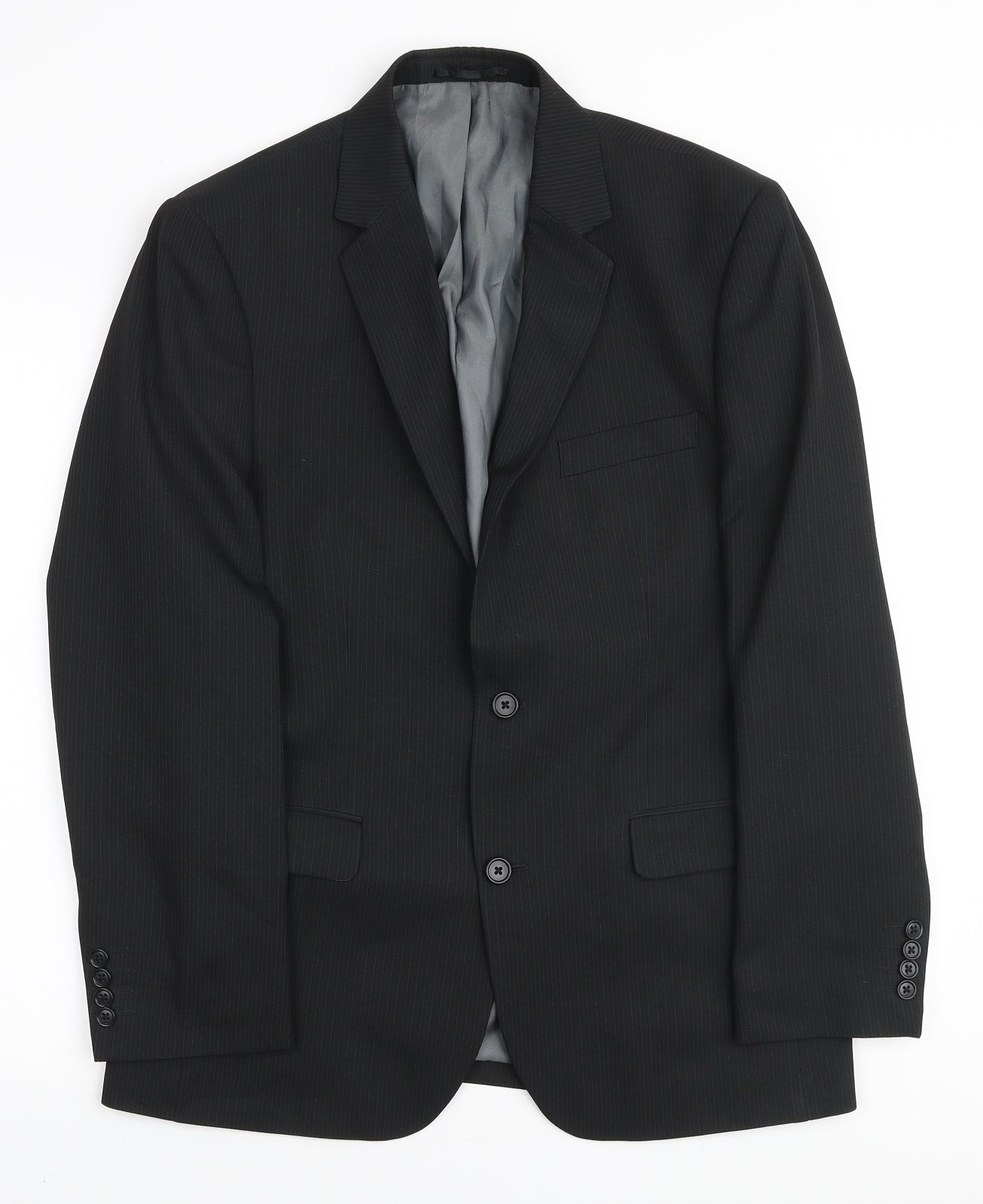 F&F Mens Black Striped Polyester Blazer