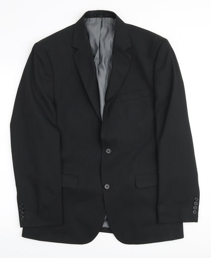 F&F Mens Black Striped Polyester Blazer