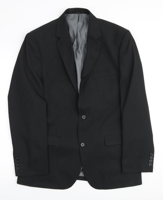 F&F Mens Black Striped Polyester Blazer