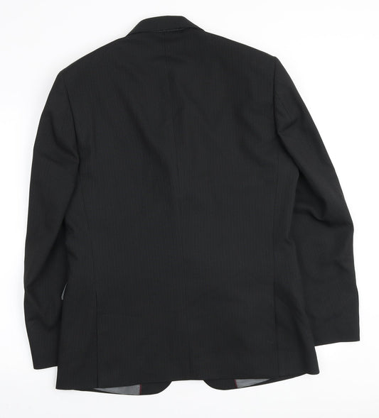 F&F Mens Black Striped Polyester Blazer