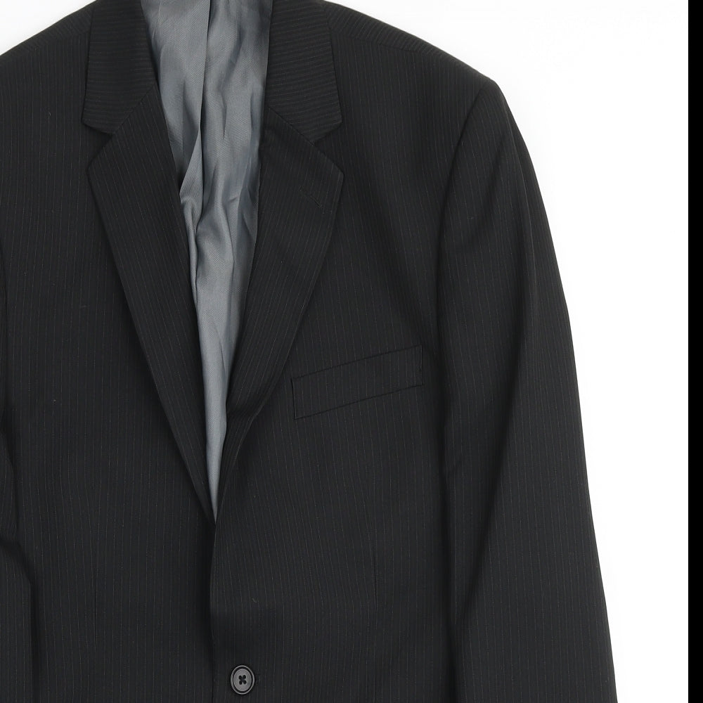 F&F Mens Black Striped Polyester Blazer