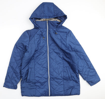 Womens UK Size M Anne De Lancay Blue Quilted Coat
