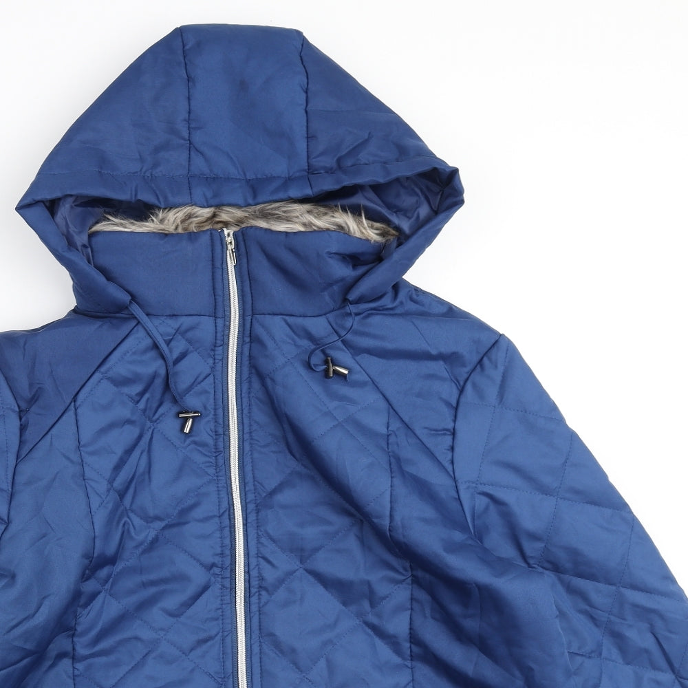 Womens UK Size M Anne De Lancay Blue Quilted Coat