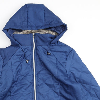 Womens UK Size M Anne De Lancay Blue Quilted Coat