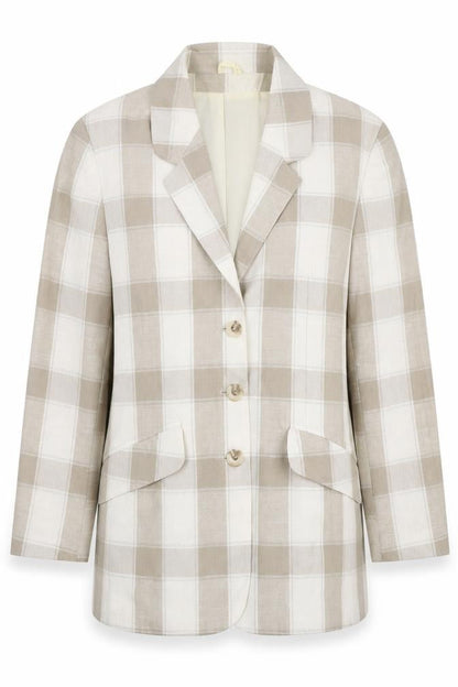 Classics Woman Womens Ivory Plaid Viscose Jacket Blazer Size 12