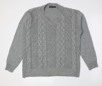 BE JEALOUS Mens Grey Crew Neck Acrylic Pullover Jumper Size M