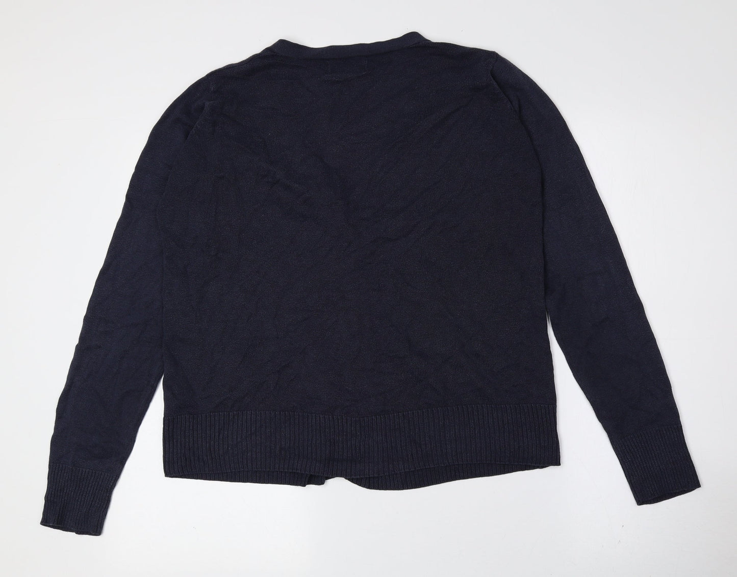 Russell Collection Womens Blue V-Neck Polyester Cardigan Jumper Size M