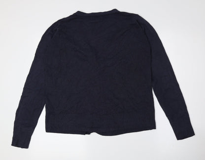 Russell Collection Womens Blue V-Neck Polyester Cardigan Jumper Size M
