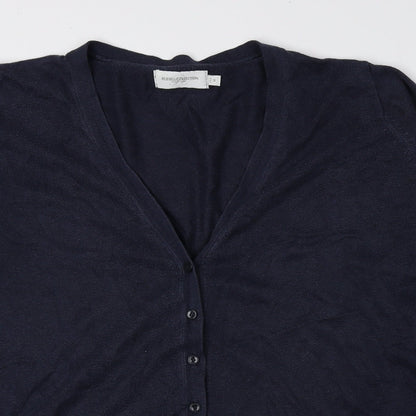 Russell Collection Womens Blue V-Neck Polyester Cardigan Jumper Size M