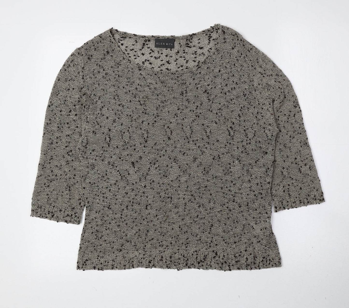 Alex & Co. Womens Brown Boat Neck Geometric Viscose Pullover Jumper Size 16