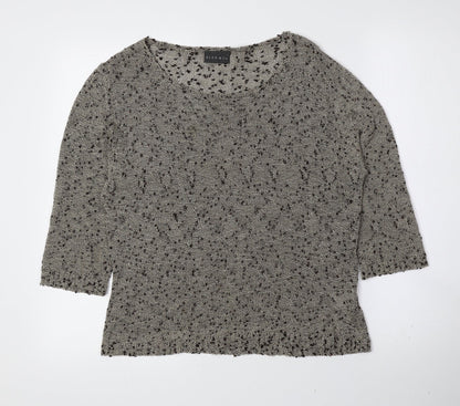 Alex & Co. Womens Brown Boat Neck Geometric Viscose Pullover Jumper Size 16