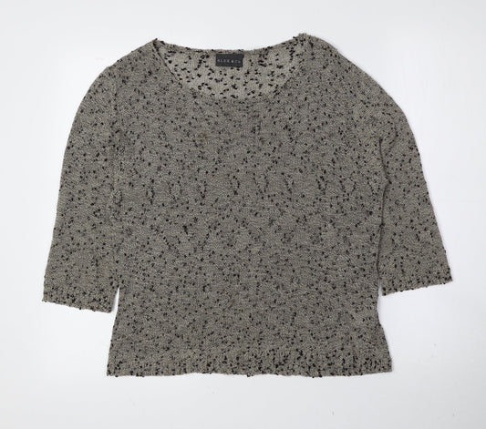 Alex & Co. Womens Brown Boat Neck Geometric Viscose Pullover Jumper Size 16