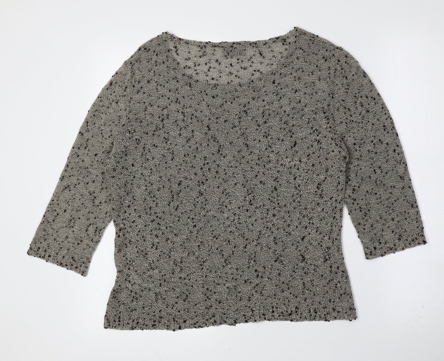 Alex & Co. Womens Brown Boat Neck Geometric Viscose Pullover Jumper Size 16