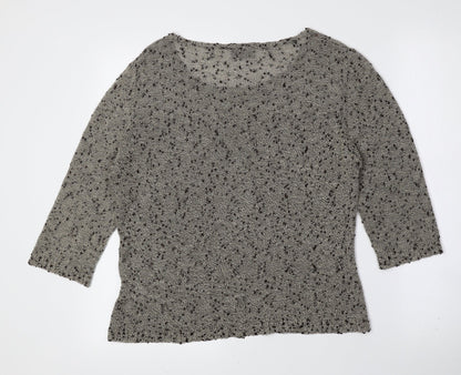 Alex & Co. Womens Brown Boat Neck Geometric Viscose Pullover Jumper Size 16