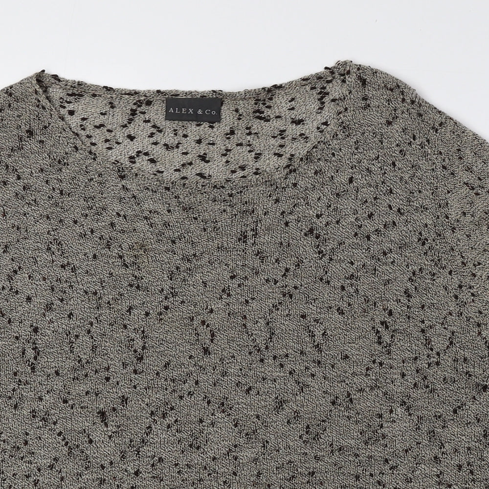 Alex & Co. Womens Brown Boat Neck Geometric Viscose Pullover Jumper Size 16