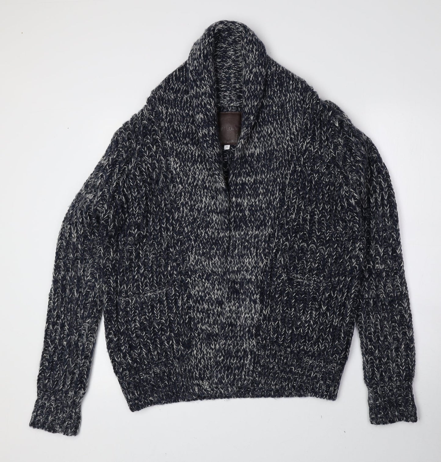 New Look Womens Blue High Neck Acrylic Cardigan Jumper Size 12