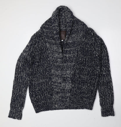 New Look Womens Blue High Neck Acrylic Cardigan Jumper Size 12