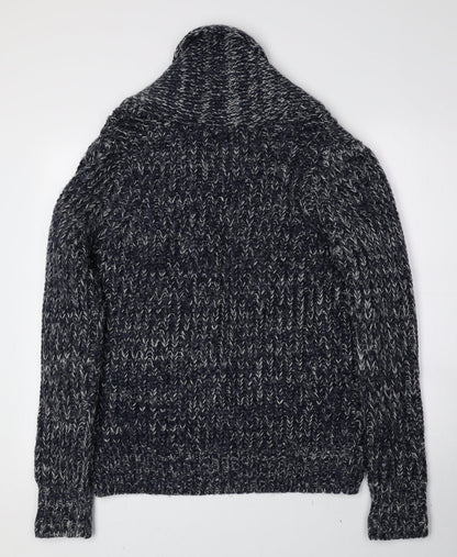 New Look Womens Blue High Neck Acrylic Cardigan Jumper Size 12