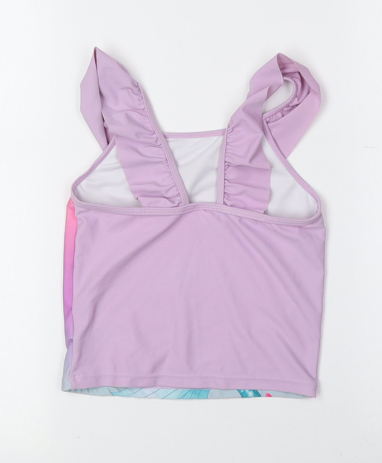 Disney Girls Multicoloured Geometric Polyester Basic Tank Size 6-7 Years Boat Neck Pullover - Swimming Top, Ariel