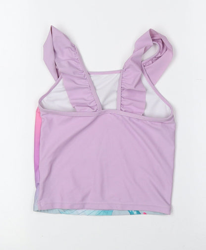 Disney Girls Multicoloured Geometric Polyester Basic Tank Size 6-7 Years Boat Neck Pullover - Swimming Top, Ariel