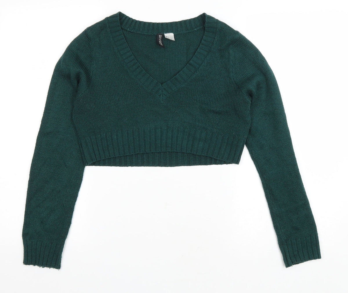 Womens UK Size S Divided Green Pullover Jumper