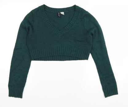 Womens UK Size S Divided Green Pullover Jumper