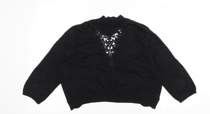 89th & Madison Womens Black V-Neck Cotton Cardigan Jumper Size XL