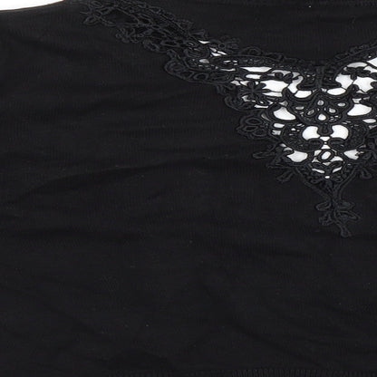 89th & Madison Womens Black V-Neck Cotton Cardigan Jumper Size XL