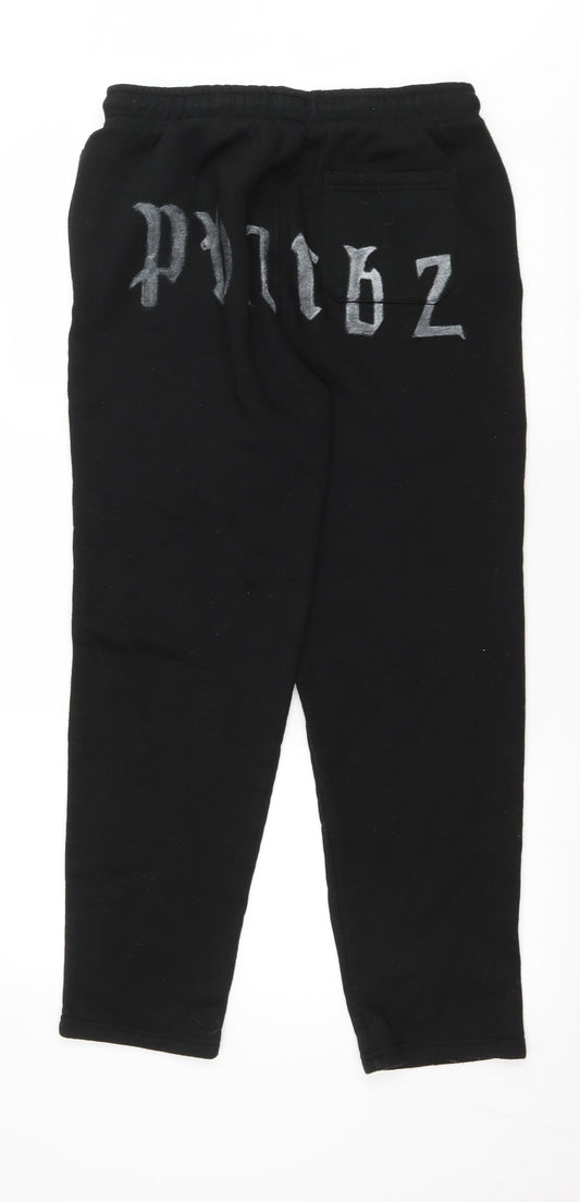 Primark Womens Black Geometric Polyester Sweatpants Trousers Size M L29 in Regular Drawstring - Bones
