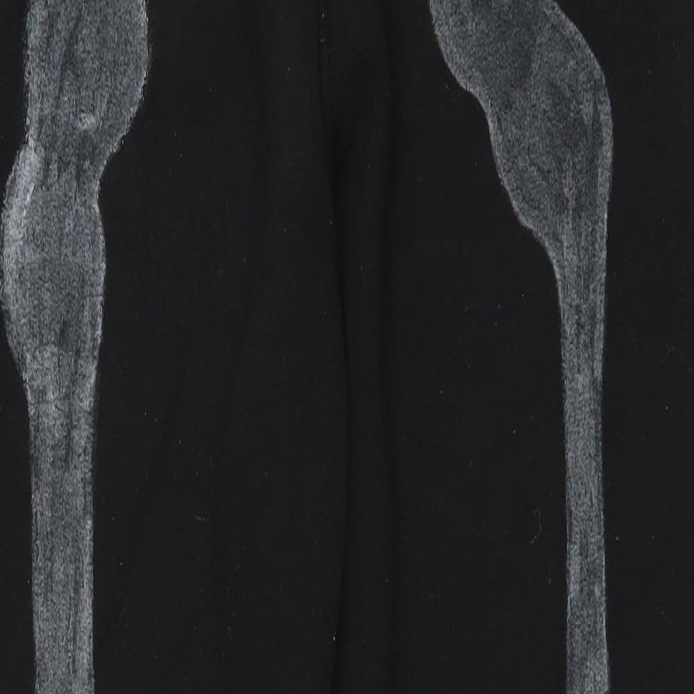 Primark Womens Black Geometric Polyester Sweatpants Trousers Size M L29 in Regular Drawstring - Bones