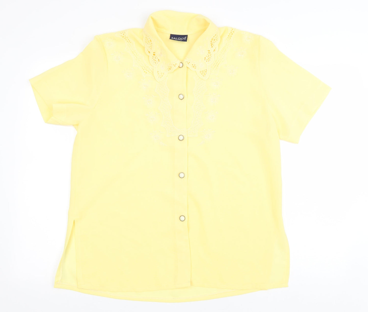 Womens UK Size 14 Saloos Yellow Basic Button-Up