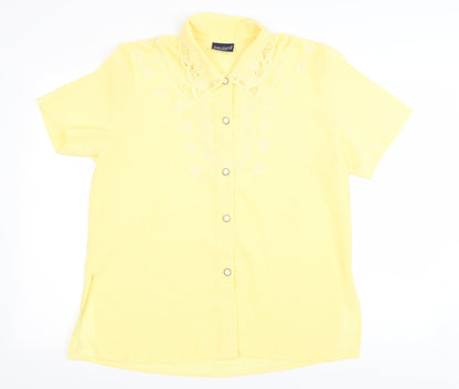 Womens UK Size 14 Saloos Yellow Basic Button-Up