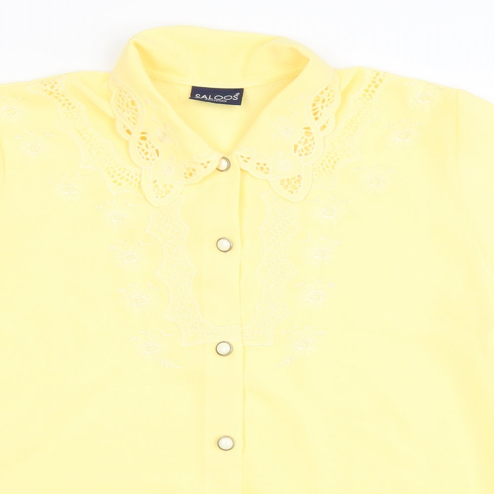 Womens UK Size 14 Saloos Yellow Basic Button-Up