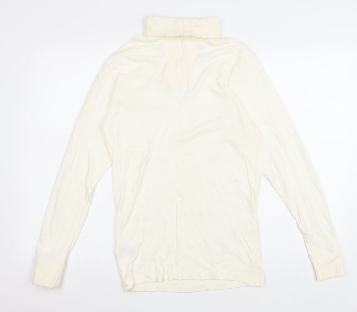 St Michael Womens Ivory Cotton Pullover Sweatshirt Size M Zip