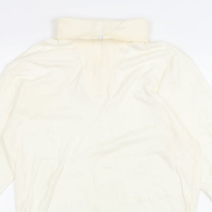 St Michael Womens Ivory Cotton Pullover Sweatshirt Size M Zip